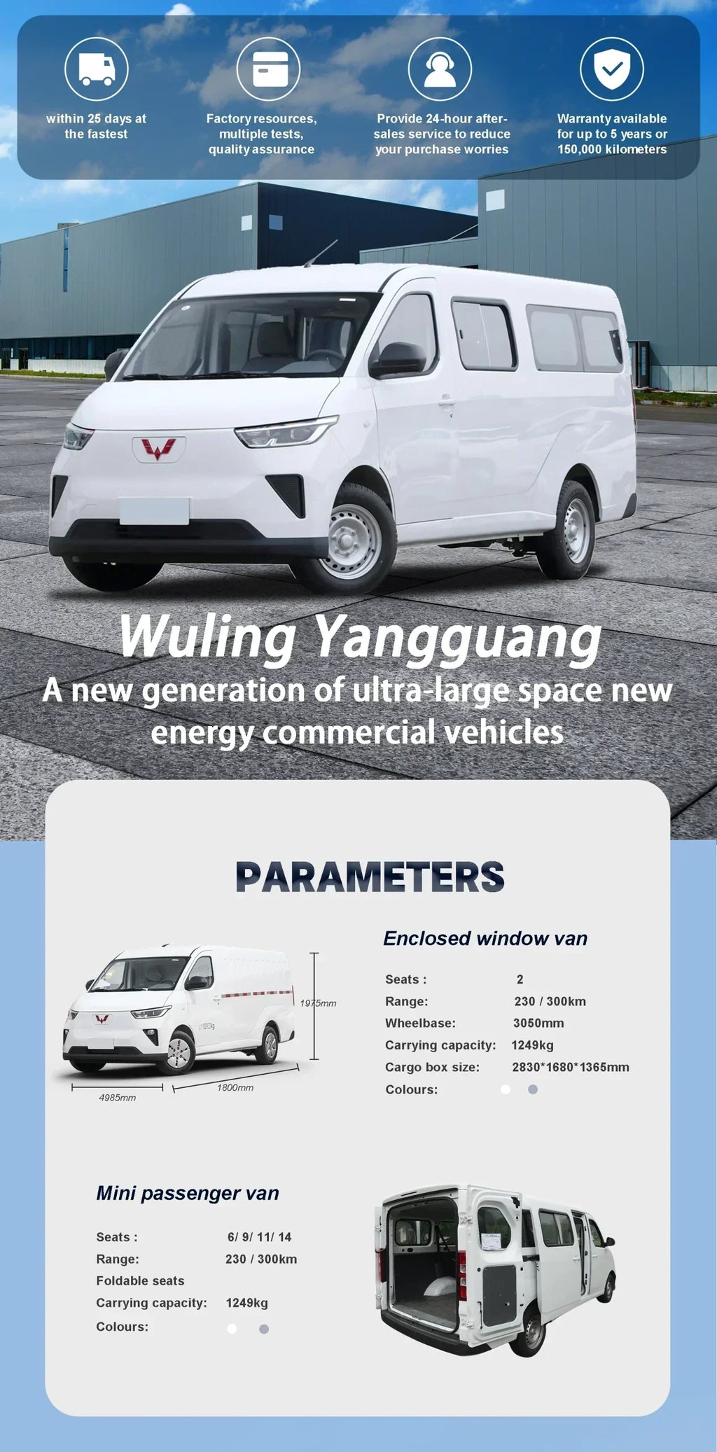 Wuling Yangguang Electric Cargo Van 2025 Model